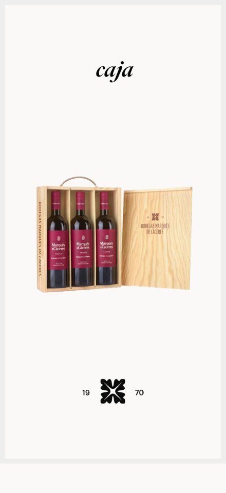 Marqués de Cáceres Crianza, tres botellas y caja de madera