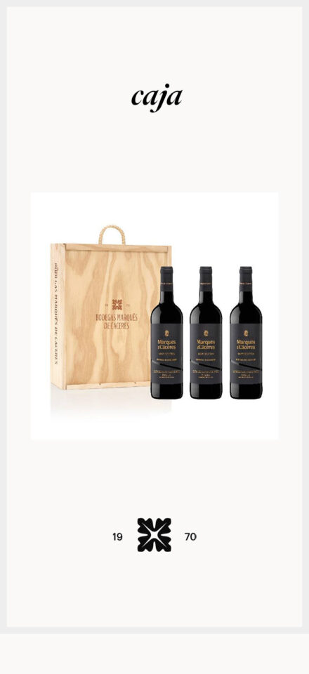 Marqués de Cáceres Gran Reserva, tres botellas y caja de madera
